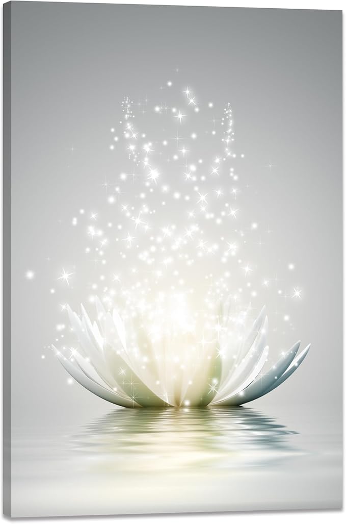 Lotus Floral Canvas Prints Art for Zen Office Decor Wall Art Meditation Pictures Modern Artwork Painting Framed Ready to Hang(16x24inch)