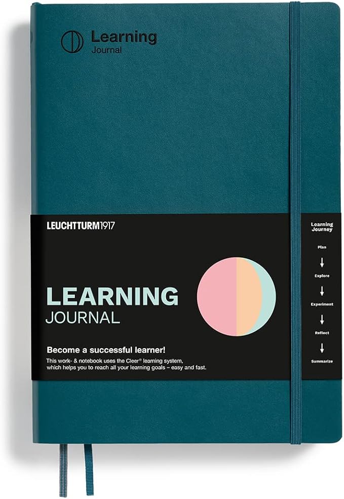 LEUCHTTURM1917 - Cleer Learning Journal - The Ideal Guided Journal, Workbook, and Notebook for Actively Acquiring New Professional and Personal Skills and Knowledge, Pacific Green