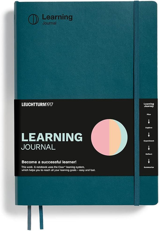 LEUCHTTURM1917 - Cleer Learning Journal - The Ideal Guided Journal, Workbook, and Notebook for Actively Acquiring New Professional and Personal Skills and Knowledge, Pacific Green