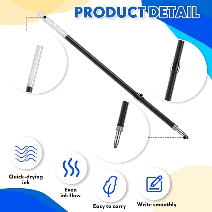 Zonon 100 Pcs 3.85 Inch Retractable Ballpoint Pen Refills Bulk for Metal Pens with Stylus Tip, 1 mm Medium Point Tip, 2 in 1 Touch Screen Stylus Pen Refills for Click Pens with Spring(Black Ink)