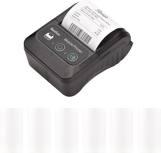 Portable 58mm Receipt Thermal Printer 2 inches Mini Mobile Pocket Printers with 6 Thermal Paper Roll USB&Wireless BT Connection Compatible with Windows/Android/iOS for Office Market