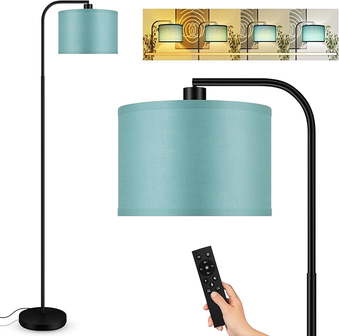 BoostArea Dimmable Floor Lamp for Living Room,Arc Remote Control Sofa Lamps,Stepless Dimmable & Colors Temperature,2700-6500k,Foot Switch,67 in All Modern Standing Lamp for Bedroom Office,Green