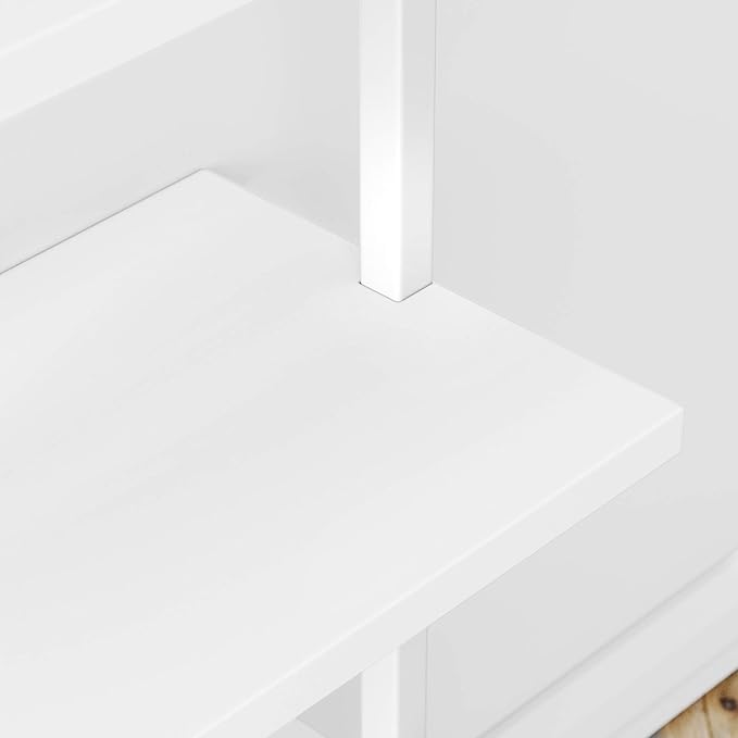 Nathan James Theo 5-Shelf Modern Bookcase, Open Wall Mount Ladder Bookshelf with Industrial Metal Frame, White, Set of 2