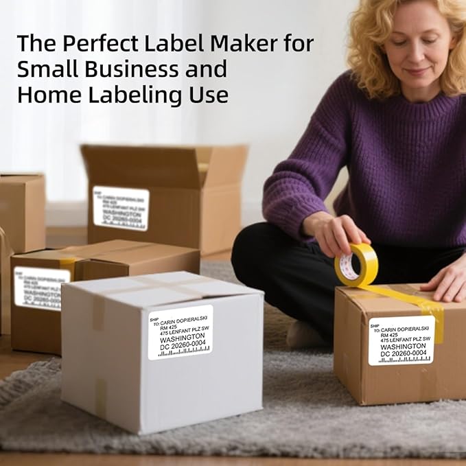 L7 Label Maker Machine with Tape, Thermal Label Printer Easy to Use for Office, Home, Business, 2 Inch Label Maker with 1 Roll of 1.97 * 1.18inch White Label Paper