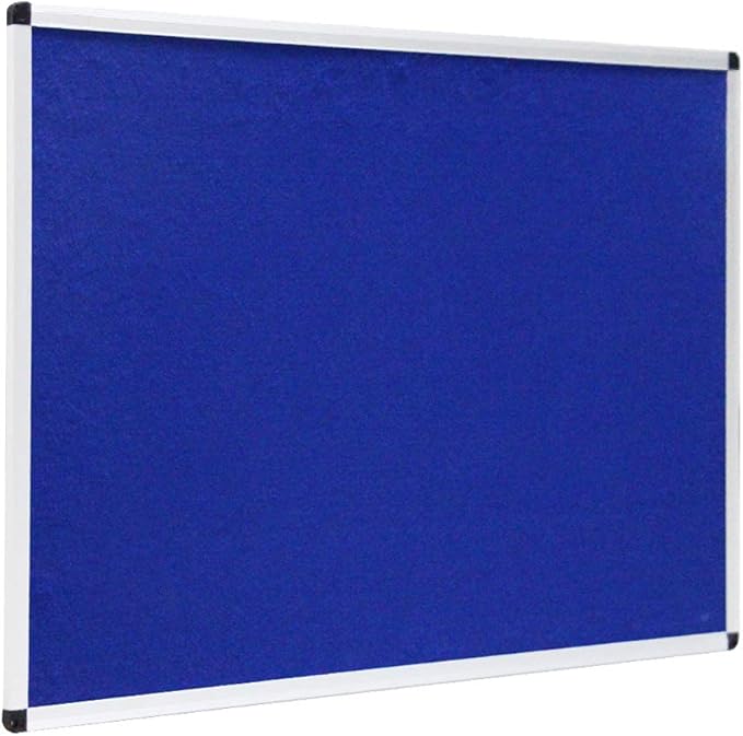 VIZ-PRO Notice Board Felt Blue, 60 X 48 Inches, Silver Aluminium Frame