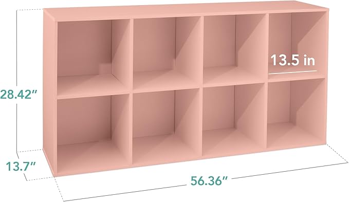 Best Choice Products Kids Bookcase 8-Cube Storage Organizer, 13.5in Shelf Opening, Bookshelf, Toy Storage, Customizable w/ 3 Removable Back Panels – Light Pink