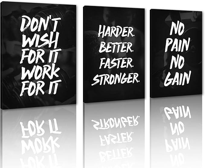 3 Piece Motivational Wall Art - Black & White Canvas Prints Poster Inspirational Quotes Wall Decor Modern Entrepreneur Artwork for Home & Office (Framed, 12"x16"x3)