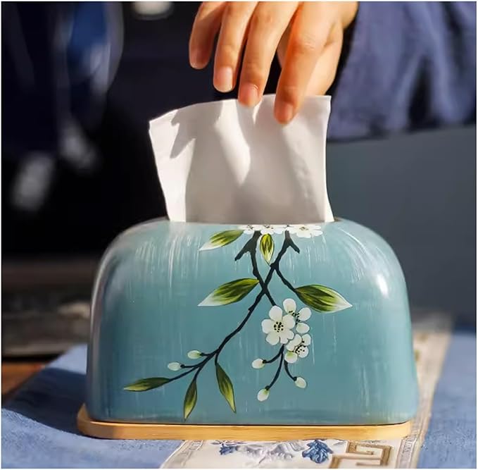 Stylish Tissue Box Ceramics Tissue Box FashionTissue Organizer and Durable Tissue Box for Bathroom Vanity Desks Offices Bedroom Home Table Modern Tissue Box (Color : Natural, Size : C) (Natural F)