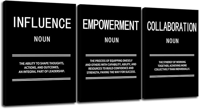 Leadership Inspirational Wall Art Motivational Influence Collaboration Empowerment Print Canvas Poster Painting for Office Modern Inspiring Artwork for Home Living Room Wall Decor[60''Wx 28''H]