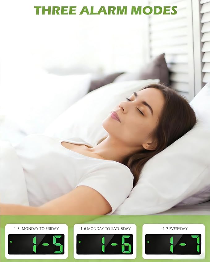 AMIR Digital Alarm Clock, Small Digital Clock with Large Display, 12/24H Format, Snooze Function, Battery & USB Powered, Dimmable Alarm Clocks for Bedrooms,Office,School