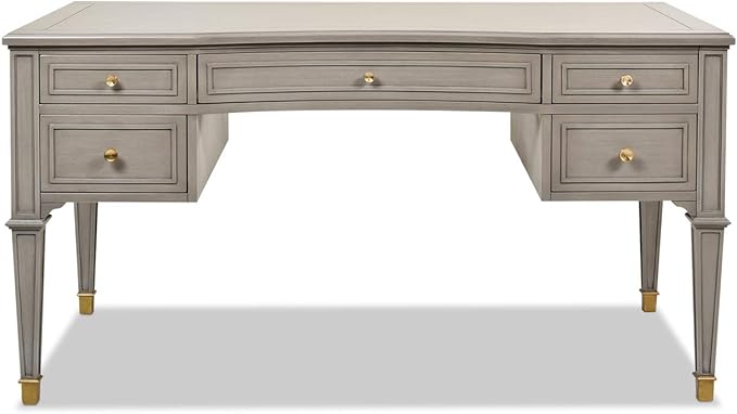 Jennifer Taylor Home JTH Luxe Dauphin Gold Accent 5-Drawer Executive Desk