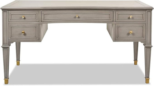 Jennifer Taylor Home JTH Luxe Dauphin Gold Accent 5-Drawer Executive Desk