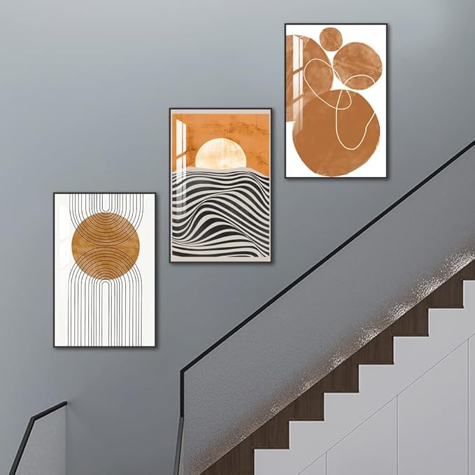 Large Wall Art for Living Room,Black Framed Abstract Wall Decor for Home Minimalist Artwork Painting 24" x 32" 3 Pieces Canvas Print for Bedroom Decor Kitchen Office Hang a Modern Picture