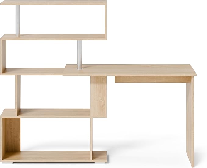 L Shaped Computer Desk, Corner Desk, 360 Degree Rotatable, Space Saving Table with Spacious Storage for Home Office Workstation Study, 157 x 45 x 130.5 cm, Oak