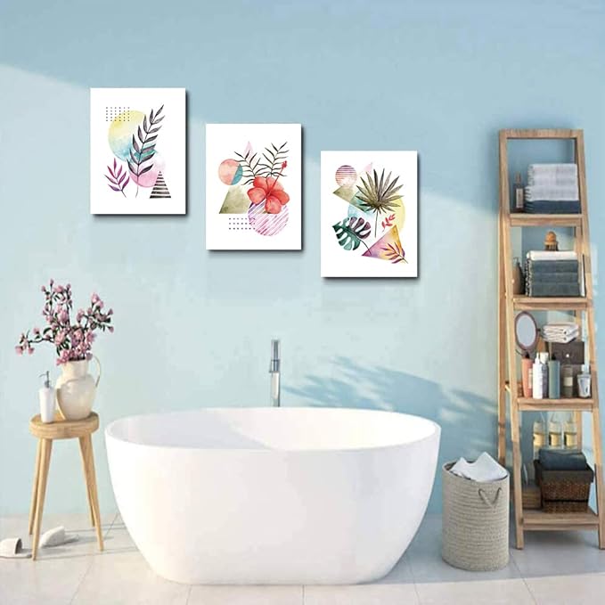 Wall Decor For Living Room Canvas Wall Art For Bedroom Fashion Wall Decorations For Kitchen Abstract Watercolor Paintings Bathroom Canvas Art Flowers Pictures Artwork Girls Room Home Decor 3 Pieces