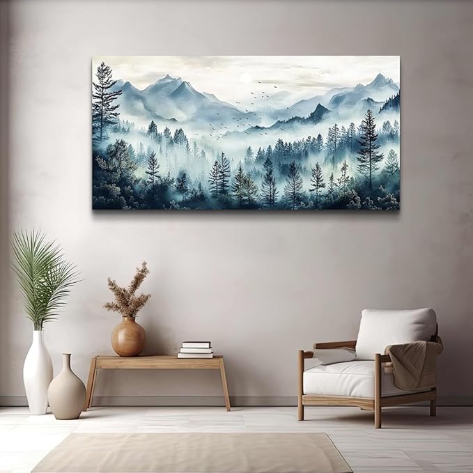 FUHAIHUA Canvas Wall Art For Living Room Large Wall Decor For Office Bedroom Decorations Foggy Forest Painting Artwork Room Wall Mural Aesthetic Home Decor 30x60 In