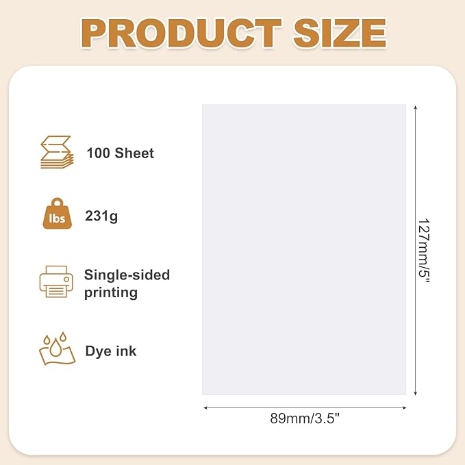 MECCANIXITY 100 Sheets Glossy Photo Paper, 3.5x5 Inches Picture Paper 210gsm Glossy Card Stock for Inkjet Printing Printer,Making Pictures Greeting Card Printing