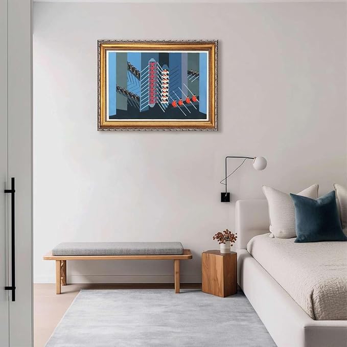 Framed Abstract Geometric Workers Poster Canvas Print Art Modern Minimalist Aesthetic Wall Art Painting Pictures Wall Decor Stunning Home Decor for Office Living Room (Retro Framed,24L"x36W")