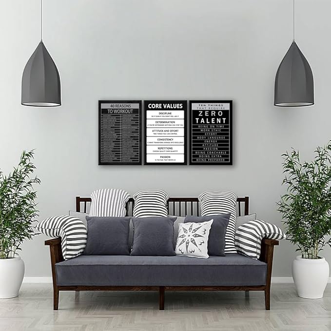 Inspirational Quotes Wall Art 40 Reasons to Workout Pictures Motivational Canvas Painting Inspiring Ten Things That Require Zero Talent Posters Print Artwork Home Decor Office Framed[48" W X 24" H]