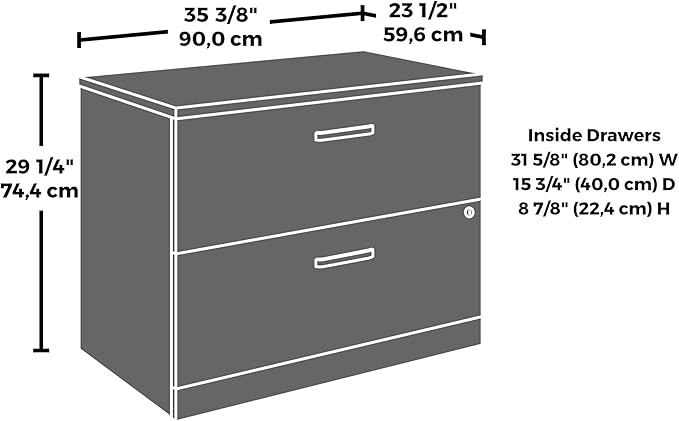 OfficeWorks by Sauder Affirm Lateral File, L: 35.43" x W: 23.47" x H: 29.29", in Classic Cherry Finish