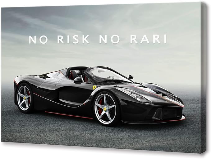 BWSPACE Canvas Wall Art No Risk No Rari Motivational Car Quotes Poster Canvas Painting Wall Art Decor For Living Room Bedroom Office Ready To Hang (Inspirational-1, 18x24 inches)