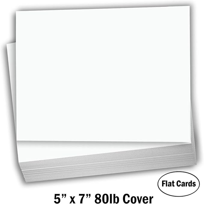 Hamilco White Cardstock Thick Paper - Blank Index Flash Note & Post Cards - Greeting Invitations Stationery 5 X 7" Heavy Weight 80 lb Card Stock for Printer - 100 Pack (Bright)