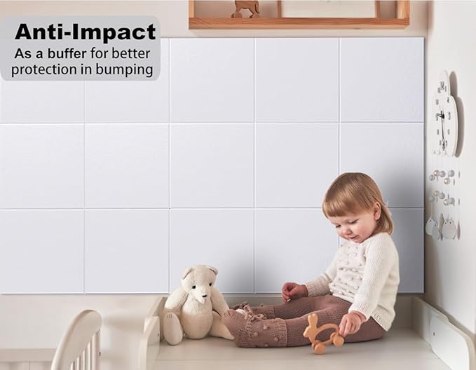 Felt Wall Tiles Bulletin Board Large Cork Board Alternative 6 Pack 11.81”x11.81”x0.47” Felt Pin Board Tack Board with Safe Removable Adhesive Tabs for Home Office School 36x24 (White)