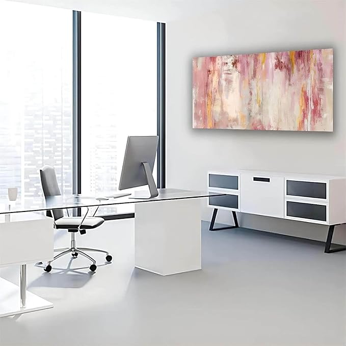 Kureful Canvas Wall Art Pink Wall Decor Abstract Paintings Room Decor for Teen Girls Wall Art Decor Living Room Aesthetic Wall Decorations for Bedroom 24x48 Inch