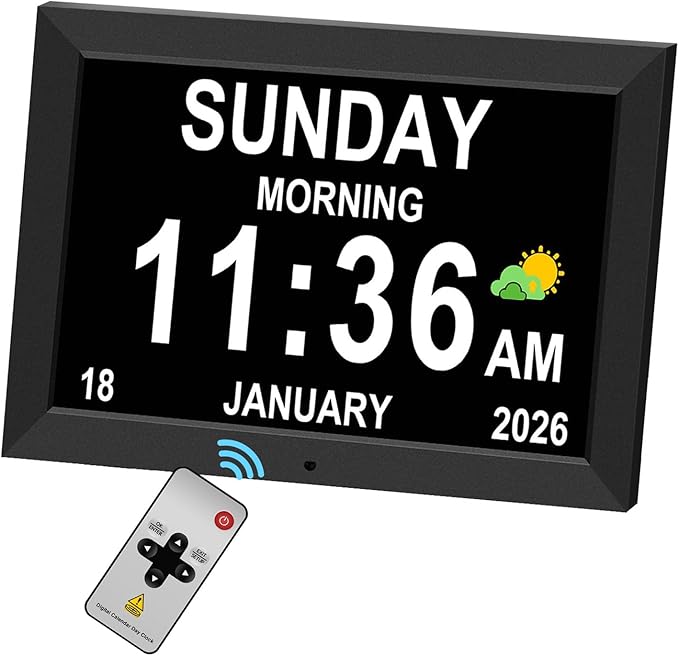 10 Inch Digital Clock with Day and Date for Elderly Alzheimer's Clock Customizable Alarms 3 Display Modes Large Font Alarm Clock for Seniors Auto DST