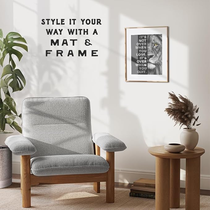 Office Wall Art For Men 11x14 - Inspirational Wall Decor - Motivational quote - positive affirmation Wall Art - Gym Motivation Poster - Man cave Wall Decorations - Lion Print - LARGE Unframed