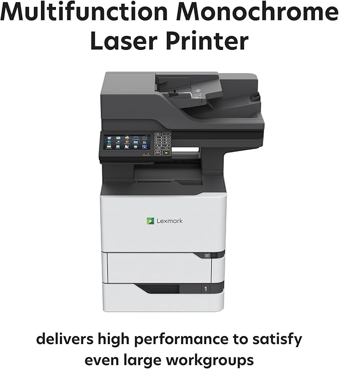 Lexmark MX721ade Monochrome Laser Printer, Integrated Duplex, 7-inch Color Touch Screen, Energy Star, Recommended Monthly Page Volume: 5000-75000 Pages, Print Speed: Up to 65 ppm.(25B0000)