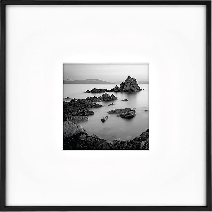 MCS Master & Co. Foundry Metal 18x18 Matted Picture Frame with 8x8 Photo Display, Black Vertical & Horizontal Wall Hanging Frame for Photos & Artwork (1-Pack)