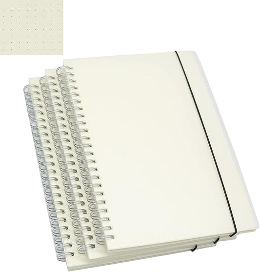 Yansanido Spiral Notebook, 3 Pcs A5 Thick Plastic Translucent Frosting Hardcover Dot Paper 80 Sheets -160 Pages Journals for Study and Notes (A5 5.7" x 8.3"-Dot Grid 3pcs)