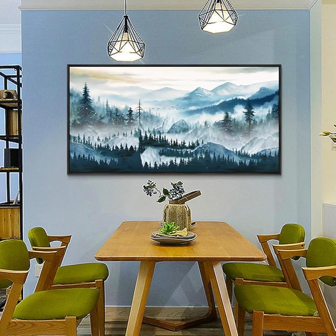 Wapluam Large Black Framed Wall Art For Living Room Abstract Wall Decor For Bedroom Office Inspiration Pictures Fog forest Wall Painting Canvas Art Prints Artwork Ready To Hang Home Decorations