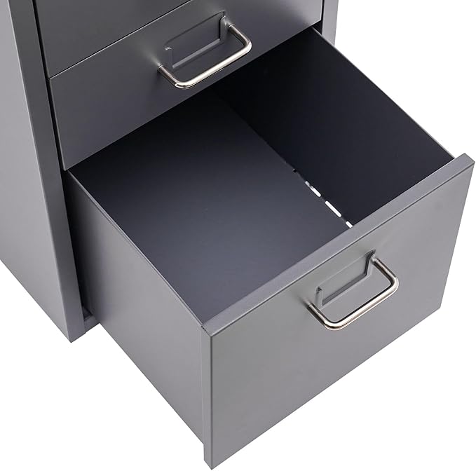Metal Filing Cabinet with Wheels, 5 Drawers Mobile Storage Cabinet Small Printer Stand Vertical Organizer for Home Office