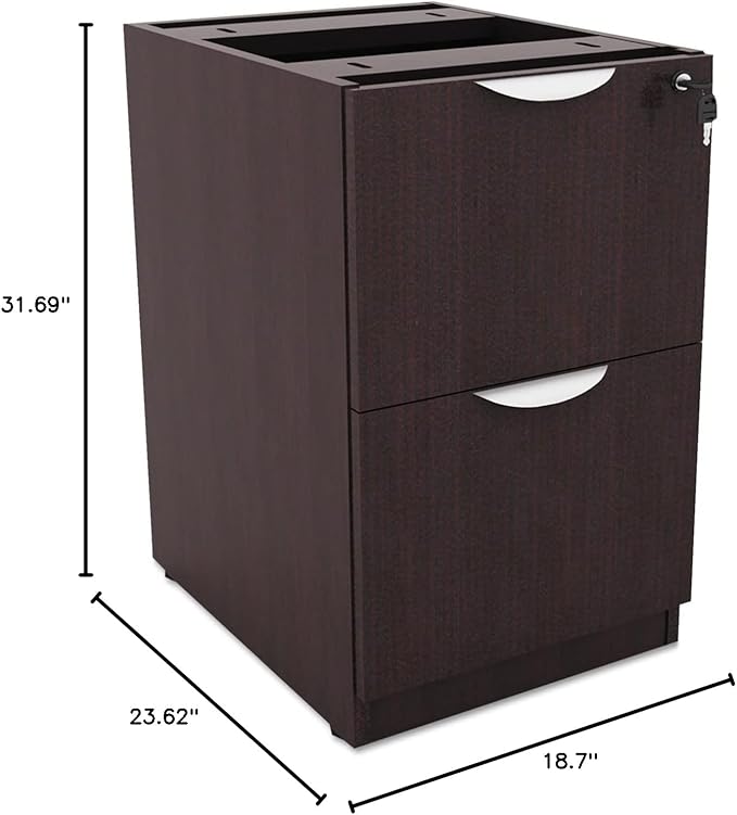 Alera Alera Valencia Series Full Pedestal File, Left Or Right, 2 Legal/Letter-Size File Drawers, Espresso, 15.63" X 20.5" X 28.5"