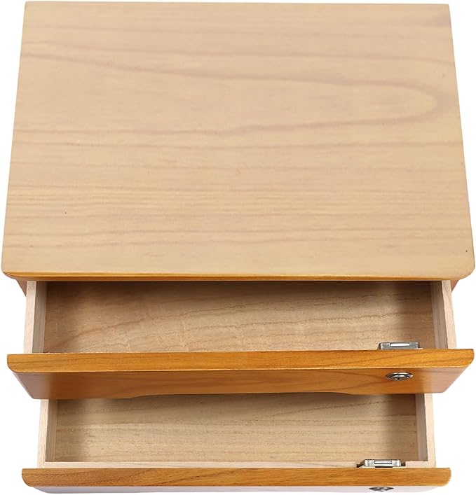 2 Drawers Wooden Desktop Storage Box,Small File Cabinet with Locks,Office Supplies A4 Filing Organizer for School,Classroom,Wood Yellow