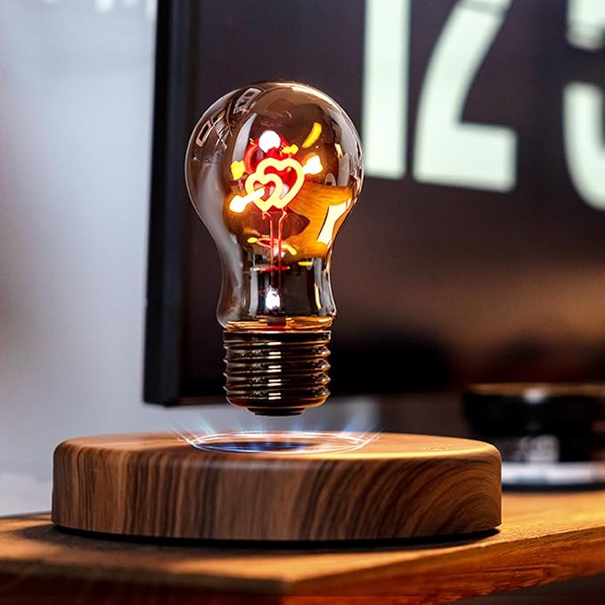 MOOCCI Levitating Heart Bulb Lamp, Magnetic Floating Light with Warm Glow, Romantic Bedroom Night Light, Perfect Easter Day Gift for Wife Girlfriend Woman, Unique Home Decor Tech Gadget