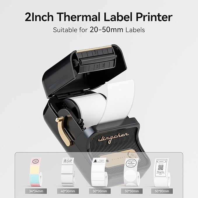 NIIMBOT B21 Label Maker Machine with Tape, 2 Inch Portable Sticker Printer Thermal Labeler for Gift Jar Candle Address Labels for Home Office Business Organization, Supports Mobile & PC, Black
