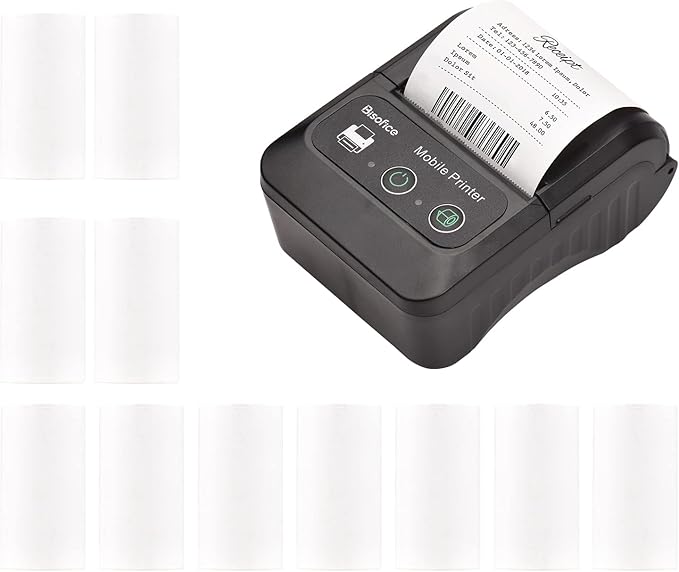 Portable 58mm Receipt Thermal Printer 2 inches Mini Mobile Pocket Printers with 11 Thermal Paper Roll USB&Wireless BT Connection Compatible with Windows/Android/iOS for Office Market