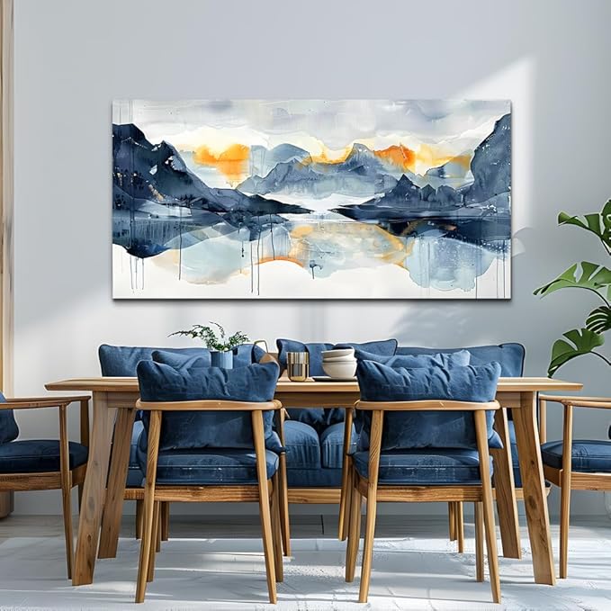 FUHAIHUA Canvas Wall Art For Living Room Framed Home Decorations For Bedroom Aesthetic Office Wall Decor Abstract Pictures Artwork Watercolor Ink Painting Contemporary 20x40 In