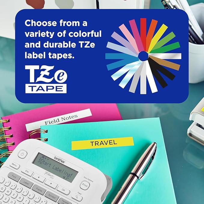 Brother PTD220 Home/Office Everyday Label Maker Bundle with TZe2312PK P-Touch Black Print on White Laminated Label Tape