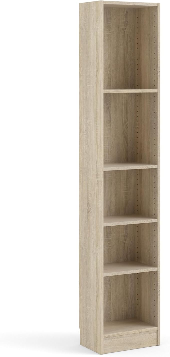 Tvilum Element Narrow 5 Shelf Bookcase, Tall, Oak