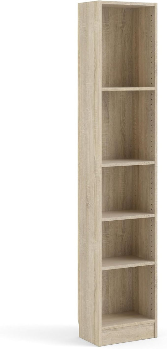 Tvilum Element Narrow 5 Shelf Bookcase, Tall, Oak