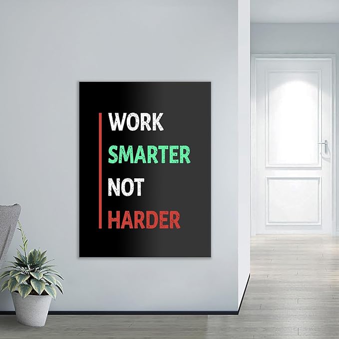 Work Smarter Motivational Canvas Wall Art Large Size Poster Entrepreneur Quotes Picture Painting Artwork for Living Room Office Workplace Gym Wall Decoration Stretched and Framed [30''Wx 40''H]