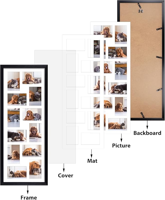 HORLIMER 4x6 Collage Picture Frame Set of 2, 12 Openings Multiple Frames Display 4 by 6 Photo with Mat for Wall Hanging
