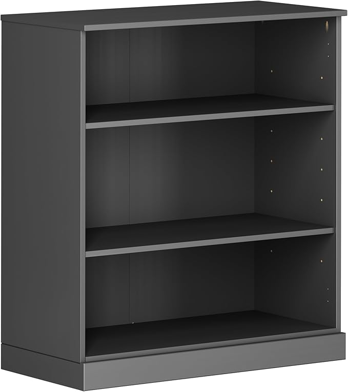 Palace Imports Solid Wood Bookcase - 3-Tier Floor Standing Bookshelf - 36" Short Storage Shelf 32” W - Gray, Display Furniture for Living Room, Renewable 100% Eco-Friendly Wood, Made in Brazil