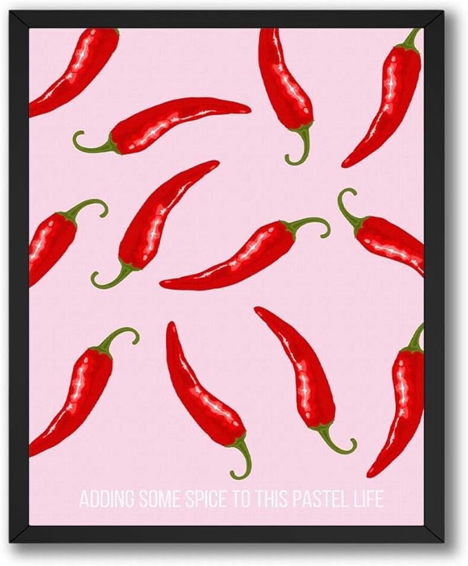 ALPINE INK CO. Red Chili Pepper Pattern Satin Poster - Playful Spicy Food Illustration Art - Modern Kitchen Graphic Design - Fun Colorful Wall Decor - Home Dining Accent - 11x14 Unframed Satin Print