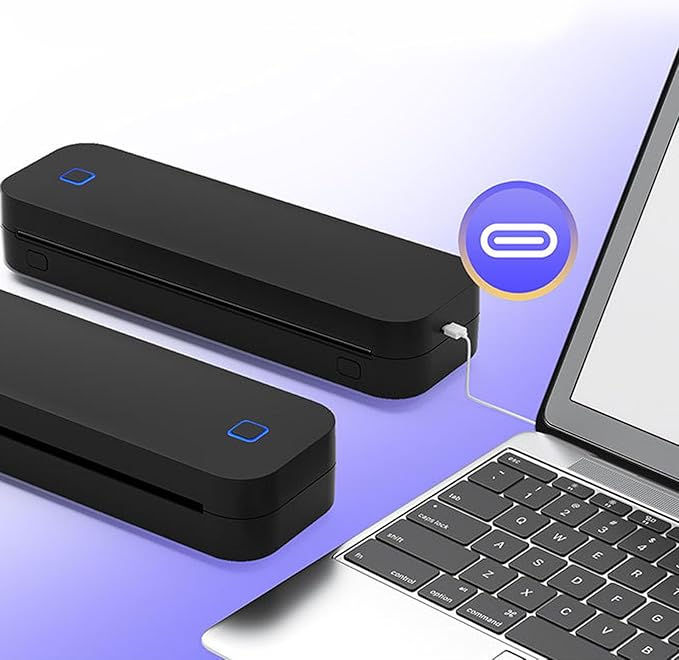 A4 Thermal Printer, USB Portable Inkless Printer with Paper Width 56-216mm, for Home School Office