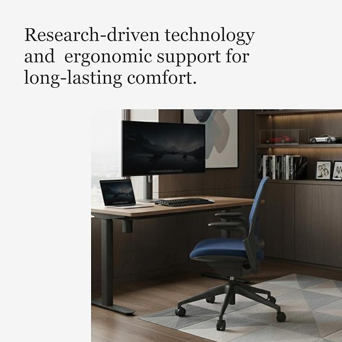 Steelcase Series 1 Office Chair - Ergonomic Work Chair with Wheels for Carpet - Helps Support Productivity - Weight-Activated Controls, Back & Arm Support - Easy Assembly - Royal Blue